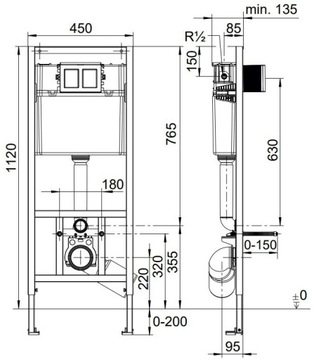 OMNIRES ТУАЛЕТ УНИТАЗ 49X35 СМ РАМА КНОПКА БЕЛАЯ FONTANASETBPBP