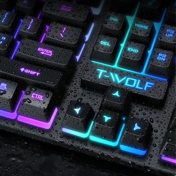 ИГРОВАЯ КЛАВИАТУРА С ПОДСВЕТКОЙ ДЛЯ ГЕЙМЕРОВ + МЫШЬ T-WOLF TF200
