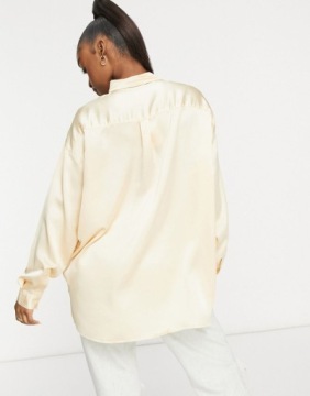 АТЛАСНАЯ РУБАШКА OVERSIZE БЕЖЕВАЯ С ПУГОВИЦАМИ 36 1 DUP