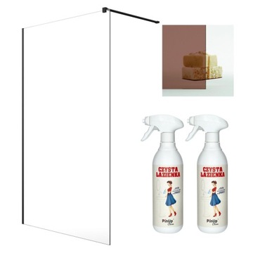 Kabina prysznicowa Walk-in czarna 55 szkło brązow + pianka czyszcząca PinUp