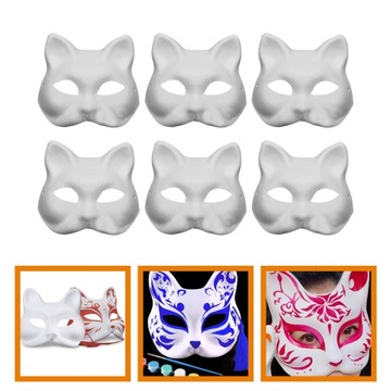 МАСКА КОШКИ КРАСКА МАСКИ ДЛЯ ДЕТЕЙ С РАЗНЫМИ ЖИВОТНЫМИ 6 ШТ.