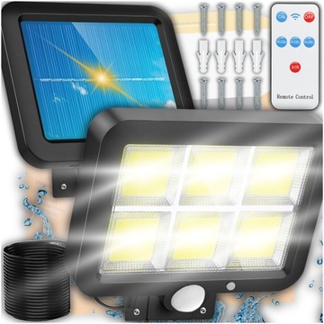LAMPA SOLARNA HALOGEN CZUJNIK RUCHU I ZMIERZCHU + PILOT