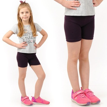 Krótkie spodenki Legginsy 1/2 Kolarki Dziecięce Getry Szorty FIOLETOWE 128