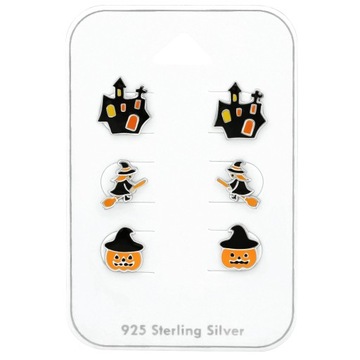 SREBRNY KOMPLET - DZIECIĘCY - HALLOWEEN - CZAROWNICA - SREBRO 925 M.JOPEK
