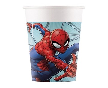 KUBKI KUBECZKI SPIDERMAN PAPIEROWE 200ml 8szt