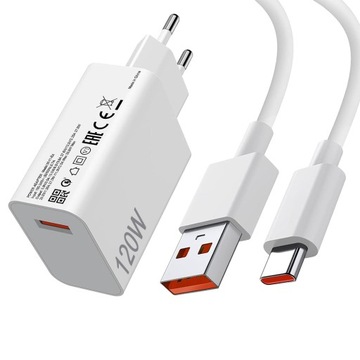 120W 6A USB-C BEZPIECZNY SZYBKA ŁADOWARKA PASUJE DO XIAOMI REDMI Z KABLEM