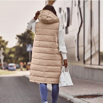 ЖЕНСКИЙ СТЕГАНЫЙ ЖИЛЕТ С РУКАВАМИ, ДЛИННЫЙ S/5XL