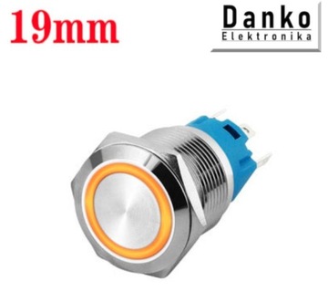 Przycisk przełącznik 19mm podświetlany LED 230V bi