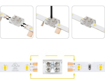 Коннектор для светодиодной ленты COB SMD, 8 мм, разъем для двусторонней вкручивающейся ленты