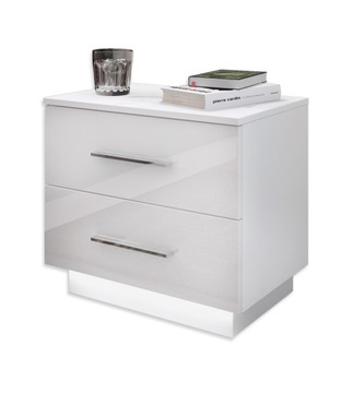 LINA белая прикроватная тумбочка GLOSS + прикроватная тумбочка LED