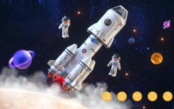 Космическая ракета с проекцией галактики и космонавтами 5 в 1 с разборкой