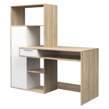 BIURKO Z REGAŁEM nowoczesne biały + dąb sonoma 163 cm x 155 cm FUNCTION