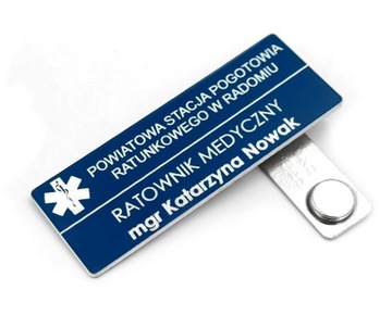 IDENTYFIKATOR MAGNETYCZNY osobowy personalny firmowy medyczny grawer