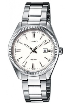 Zegarek damski srebrny na bransolecie CASIO data wodoodporny WR50