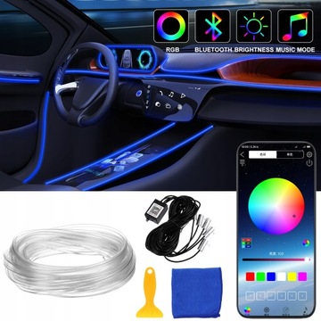 6M ŚWIATŁOWÓD AMBIENT LED RGB OŚWIETLENIE WNĘTRZA