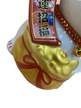 Japoński Kot Maneki-Neko Szczęścia Porcelana 16cm
