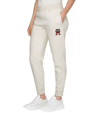 Spodnie TOMMY HILFIGER damskie szare sportowe dresowe treningowe logo r XL