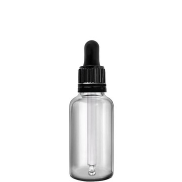 BUTELKA SZKLANA 30ML BEZBARWNA Z PIPETĄ GWARANCYJN