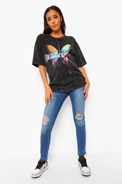 JEANS PRZETARCIA DZIURY P6T NG2__XXL BOOHOO CIĄŻOWE SPODNIE RURKI