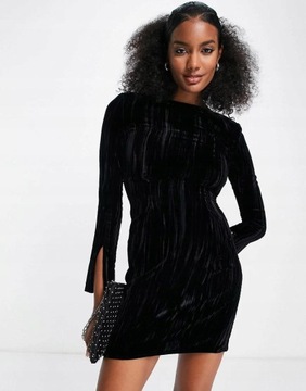 & Other Stories wul mini čierna textúra velúrové šaty S