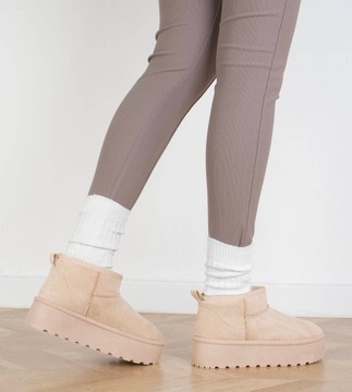 7781 БЕЖЕВЫЕ УТЕПЛЕННЫЕ СНЕЖНЫЕ БОТИНКИ НА ПЛАТФОРМЕ 39