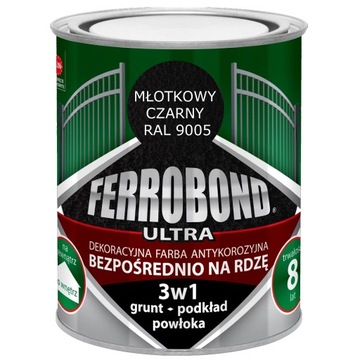Farba do Metalu Żeliwa Ferrobond MŁOTKOWY CZARNY