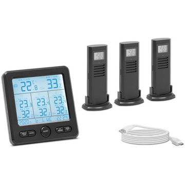 STACJA POGODOWA METEOROLOGICZNA LCD 3 CZUJNIKI