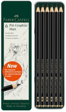 FABER-CASTELL Zestaw ołówków do szkicowania Pitt Matt 6 sztuk 2B-12B