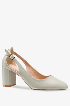 ТУФЛИ НА ВЫСОКОМ КАБЛУКЕ ЖЕНСКИЕ СЕРЫЕ, МОДНЫЕ ВЫРЕЗЫ ПО БОКАМ, ЭЛЕГАНТНЫЕ, размер 38