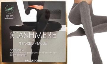 CALZEDONIA rajstopy KASZMIR MODAL SOFT WARM T.1/2 S średnioszary melanż