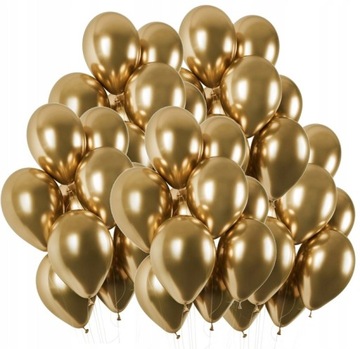 BALONY BŁYSZCZĄCE ZŁOTE CHROM CHROMOWANE XL 100szt