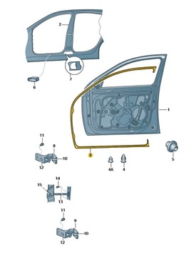 USZCZELKA DRZWI PRZÓD LEWY SKODA OCTAVIA II 1Z0837697D ORYGINAŁ