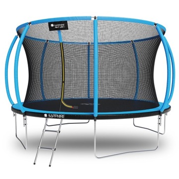TRAMPOLINA OGRODOWA z siatką wewnętrzną 374cm SAPPHIRE dla dzieci +DRABINKA