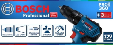 AKUMULATOROWA WIERTARKO-WKRĘTARKA UDAROWA BOSCH 12V 2x2Ah walizka GSB 12-30