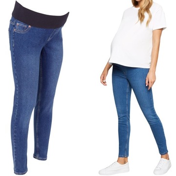 New Look Ciążowe Spodnie Jeansy Skinny Rurki Jeans Granat Short L 40