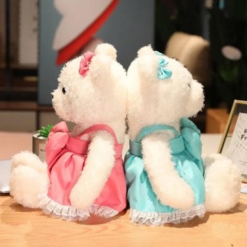 Плюшевый, мягкий мишка в платьице, 34 см, цвета