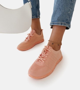 Sneakersy damskie różowe materiałowe sportowe buty 27794 rozmiar 38