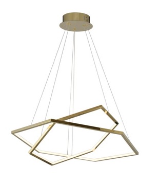 INSP. LED ring - Hexagon double gold - żyrandol 80cm sześciokąt złoty