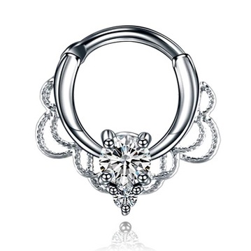 KOLCZYK CLICKER CYRKONIE SREBRNY SEPTUM DAITH TYTANOWY 1,2/10