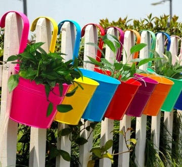 МЕТАЛЛИЧЕСКАЯ КРЫШКА ДЛЯ ЦВЕТОЧНОГО ЦВЕТКА С КРЮЧКОМ, ВЕСЕЛКА, ЦВЕТНАЯ, ДЛЯ БАЛКОНА