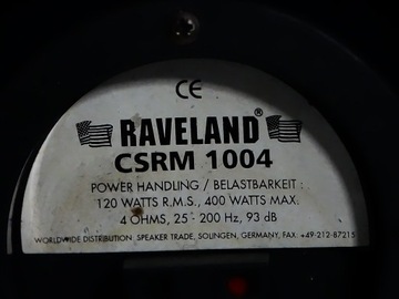 Мощный сабвуфер RAVELAND CSRM 1004 МАКС. 400 ВТ.