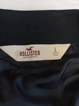 HOLLISTER CZARNA, CIENKA KURTKA DAMSKA, BOMBER, SATYNA r. M