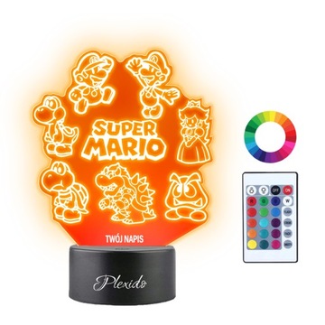 Lampka Nocna 3D LED Super Mario Bros Imię Prezent