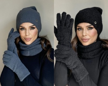 КОМПЛЕКТ ЖЕНСКИЙ, ШАПКА, ЮБКА, ГОЛЬФ, ТРУБКА, ПЕРЧАТКИ, ТЕПЛЫЙ КОМПЛЕКТ, ЦВЕТ АЛЬПАКА