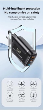 USLION 65W GaN USB C Зарядное устройство для ноутбука Ipad Мобильный телефон PD Быстрая зарядка USB-C