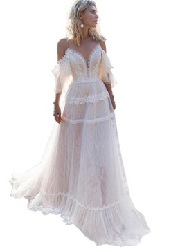 SUKNIA ŚLUBNA boho LINIA-A ROMANTIC 42 XL 12