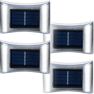 4xLAMPA KINKIET SOLARNY SREBRNY ZEWNĘTRZNY+CZUJNIK