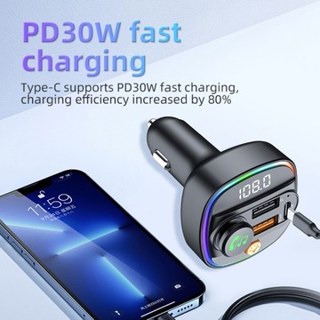 C4S FM-передатчик Bluetooth 5.3 с цифровым дисплеем для автомобиля PD 30W+QC 3.0
