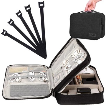 TORBA ORGANIZER NA KABLE ŁADOWARKI PODRÓŻ PRACY POJEMNA 5 RZEPÓW GRATIS XL