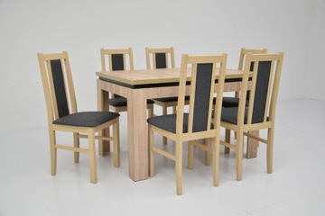 Стол и 6 деревянных стульев для дубового салона Сонома